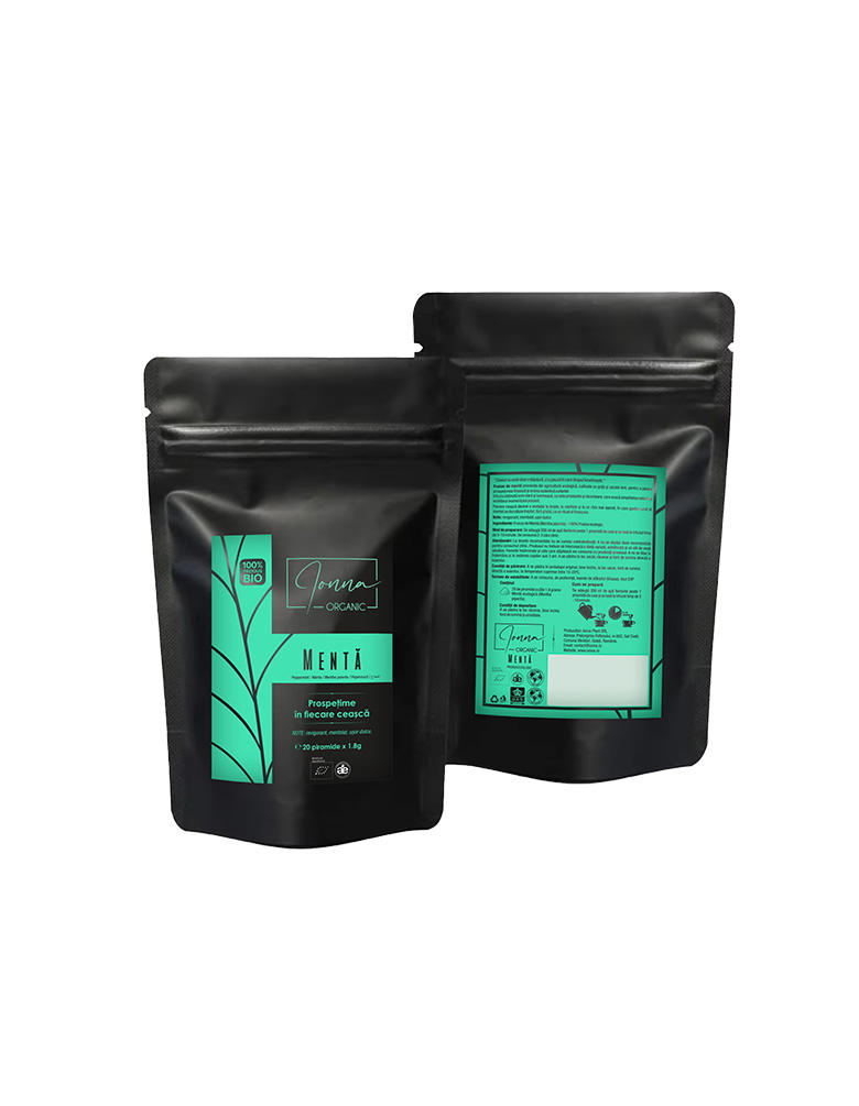 Ceai Mentă Bio, Ionna Organic, 20 piramide, 36 g (20x1.8g)